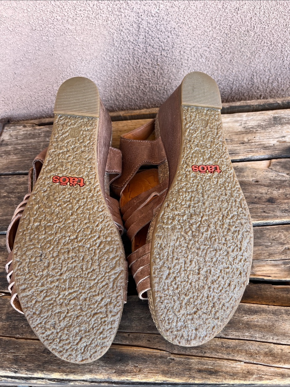 Taos Brown Woven leather wedge Sandals - Picture 9 of 9
